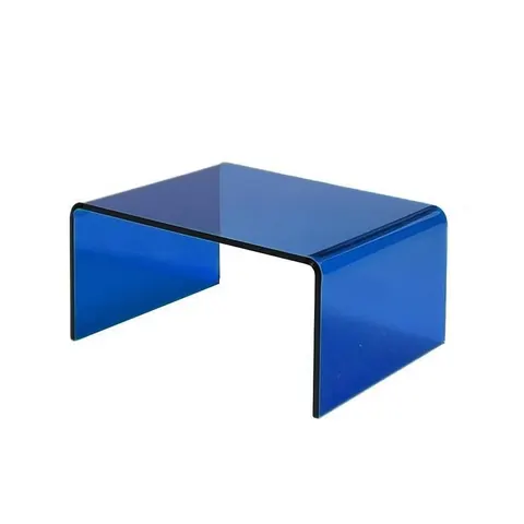 Transparent colored acrylic risers in bridge and stepped display formats