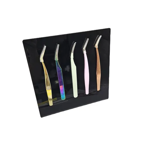 Customized Marble Tweezer Stand Eyelash Tweezers Holder - black
