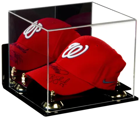 Transparent acrylic cap display case with a separate base