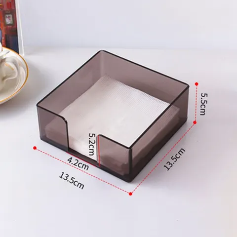 Open square acrylic napkin holder with a U-shaped front cutout