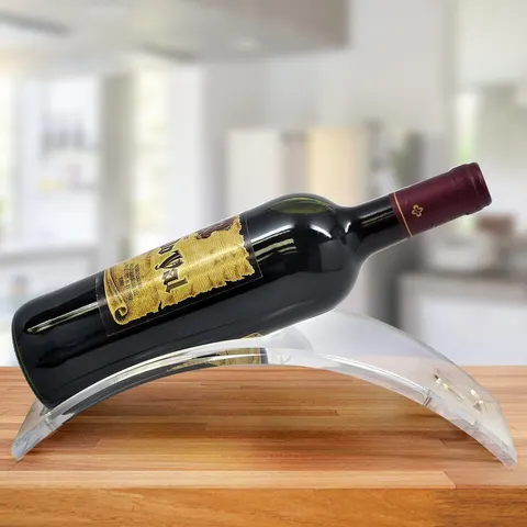 Arched acrylic single-bottle stand with a neck opening